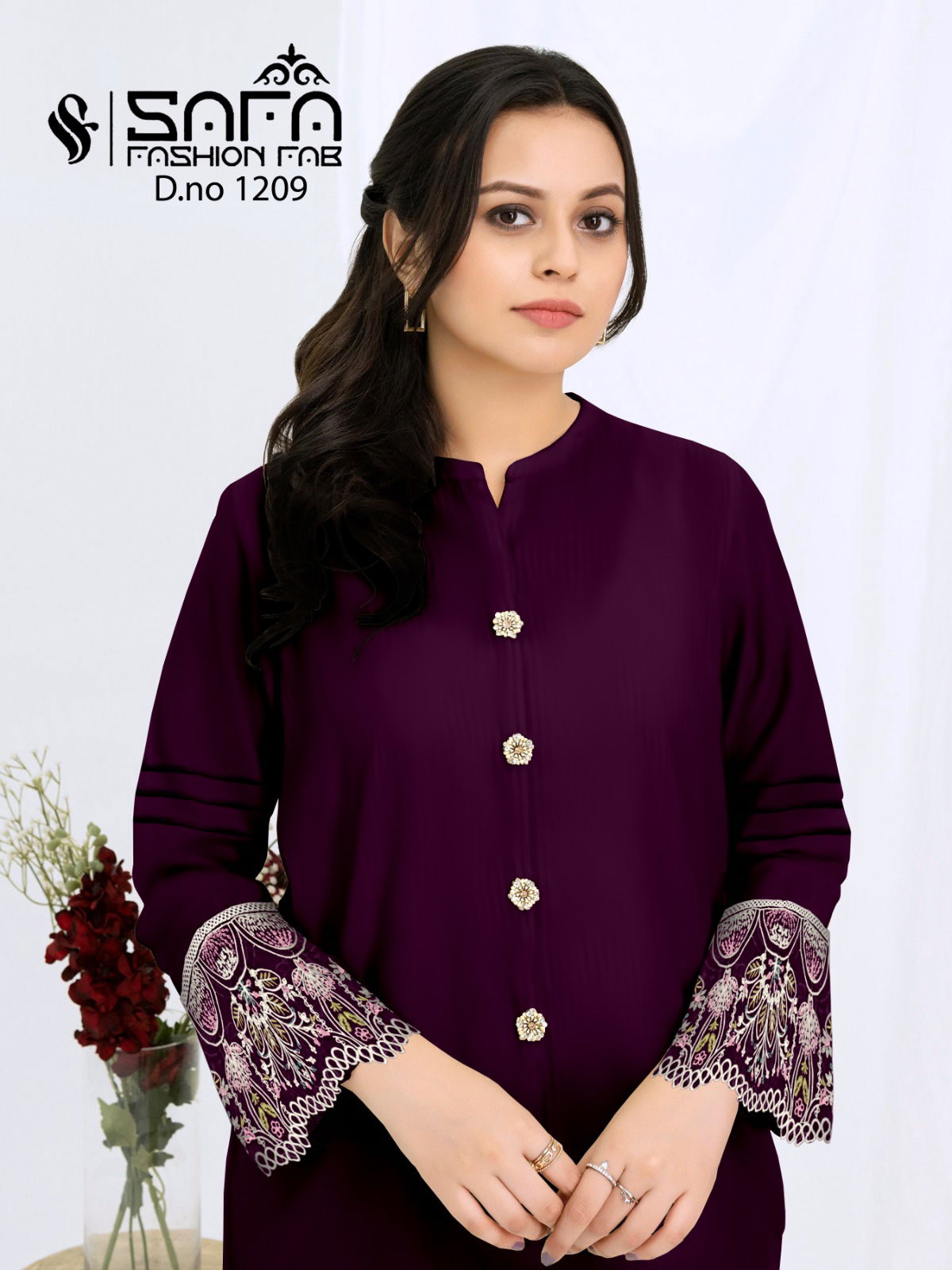 Safa Fashion Fab Dn 1209 Tunic Style ladies Top With Pants Wholesale Online
